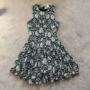 H&M Green Floral Dress with High Neck